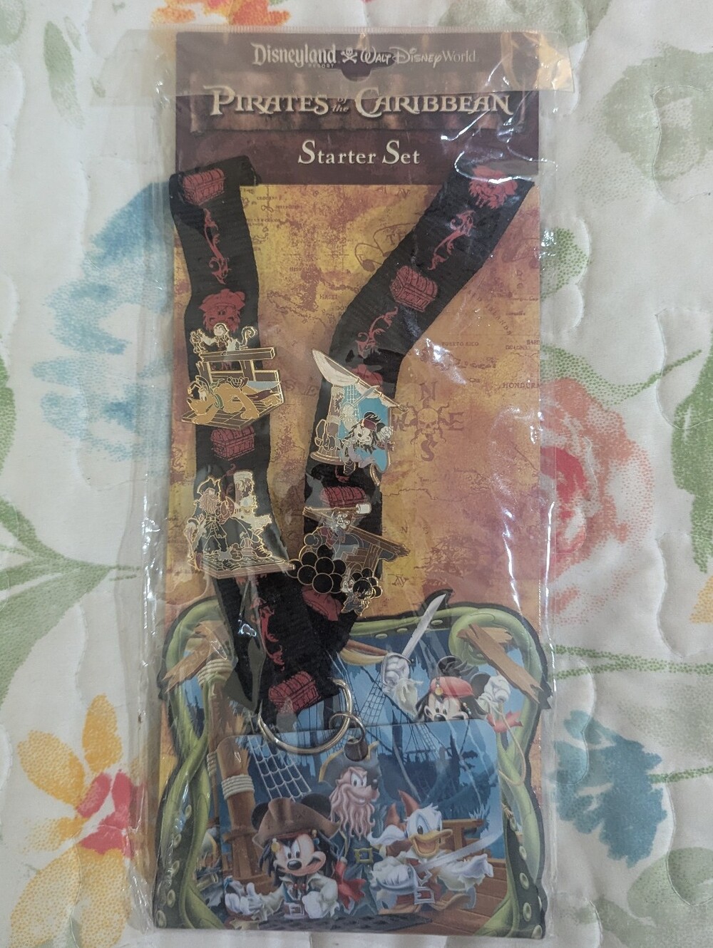 Disneyland Pirates of the Caribbean Black Lanyard with Pins